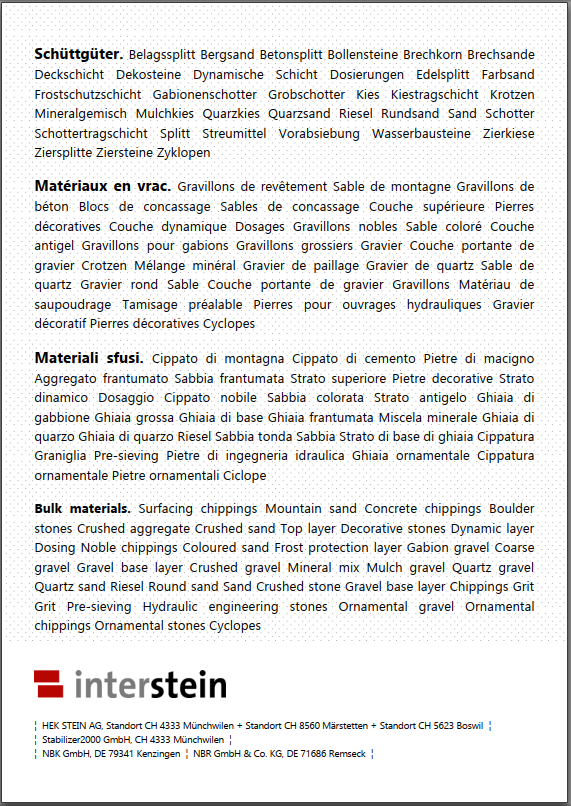 Katalog Schüttgüter