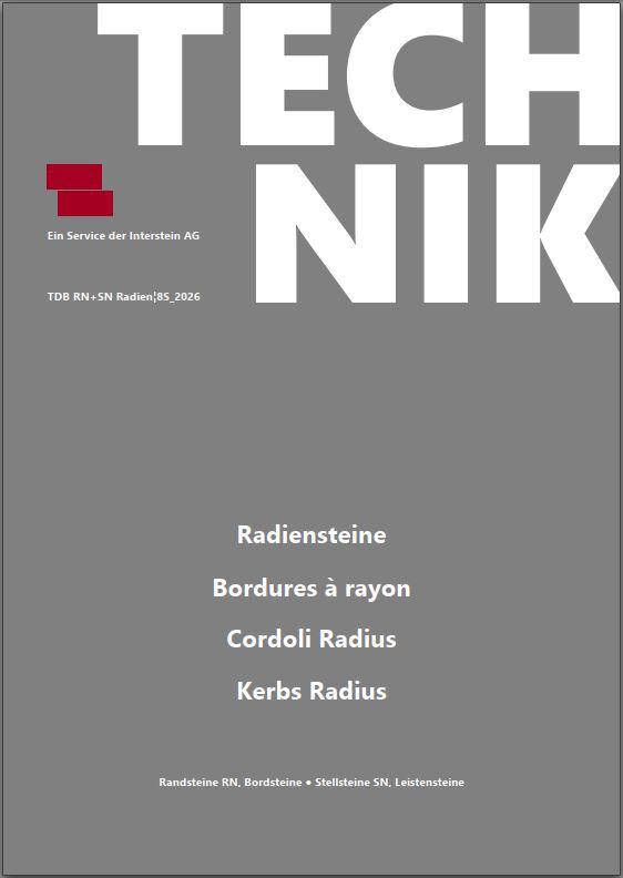Radiensteine für Randsteine, Bordsteine, Stellsteine, Leistensteine [DE, FR, IT, EN]